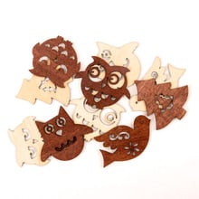 Owl Bird Pattern Wooden Scrapbooking Paitning Collection Craft Handmade DIY Accessory Home Decoration DIY 45mm 10pcs 2024 - buy cheap