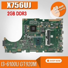 X756UJ материнская плата для ноутбука ASUS X756U X756UWK X756UX X756UJ X756UB X756UV материнская плата I3-6100U GT920M/2 GB DDR3 слот для памяти 2024 - купить недорого