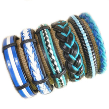 Handmade new Fashion Wholesale (6pcs/lot) ethnic tribal genuine adjustable leather bracelet bangles for women & men -S48 2024 - buy cheap