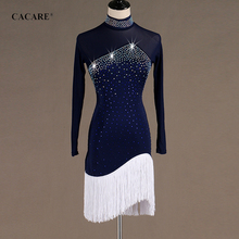 Vestido de dança latina, feminino, barato, com franjas, strass, d0517, traje para dança de salão, 2 cores 2024 - compre barato
