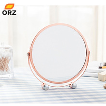 Круглое двухстороннее косметическое зеркало ORZ цвета розового золота с увеличением 1X/2X 2024 - купить недорого
