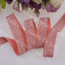 Newest! 5/8" glitter thread foe, 100yards per roll , glitter fold over elastic ribbon-90102 2024 - buy cheap