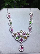 Natural multicolor Tourmaline Necklace natural gemstone Elegant Flower butterfly Pendant Necklace S925 silver women fine Jewelry 2024 - buy cheap