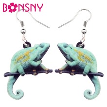 Bonsny-pendientes lagarto de camaleón acrílico, joyería de Animal de Mascota para mujeres y niñas, dijes de regalo para adolescentes, novedad 2024 - compra barato