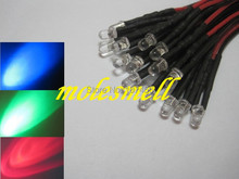 O envio gratuito de 100 pces 3mm 5v vermelho/azul/verde rgb rápido piscando flash led conjunto de luz pré-wired 3mm 5v dc com fio piscando rgb led 2024 - compre barato