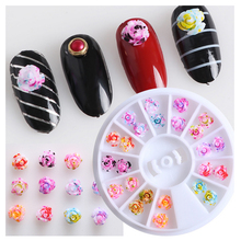 12 Colors 6mm Resin Rose Flowers 3D Nail Art Studs Tips Glitter DIY Wheel Floral Design Decorations For Nails 2024 - buy cheap