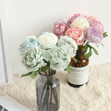 Flores de plástico artificiais de rosas, decoração de parede para festa de casamento, buquê para decoração de casa ou casamento, 1 peça 2024 - compre barato