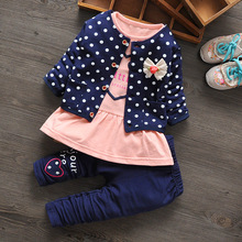 Free Shipping Children Sweet Set Spring Baby Girl Cotton Long Sleeve Children 3pcs Suit 2024 - buy cheap