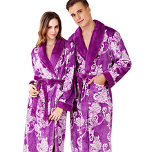 Na Venda Amantes Grossas de Inverno Quente Homens Mulheres Suave como Seda Longo Kimono Robe De Banho Roupão Masculino Roupão Feminino robes de flanela 2024 - compre barato