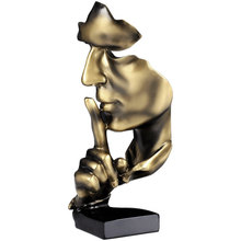 Creative Home Artwork Statue Silence Is A Gold Thinker Sculpture Resin Crafts Retro Ornaments Office Desktop Decoration 2024 - buy cheap