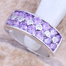 Valuable Purple Cubic Zirconia White CZ Silver Plated  Women's Jewelry Ring Size 5 / 6 / 7 / 8 / 9 R1471 2024 - buy cheap