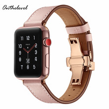 Onthelevel Real Cowhide Butterfly Buckle Apple Watch Band 42mm 38mm Apple Watch Strap Reloj Watch Accessories for iWatch 1/2/3/4 2024 - buy cheap