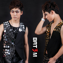 Fashion Male Nightbar singer DJ Personality Ds Dance Vest Costume 2024 - buy cheap