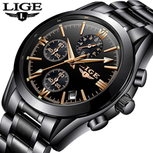 Relogio Masculino Mens Watches LIGE Top Brand Luxury Fashion Business Quartz Watch Men Sport Full Steel Waterproof Black Clock 2024 - buy cheap