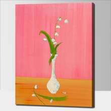 Pintura abstracta de flores pintada a mano, pintura al óleo de acrílico simple, flor en florero para decoración de pared del hogar, envío gratis 2024 - compra barato