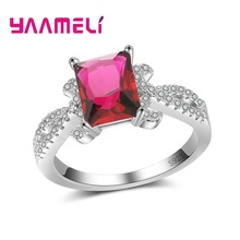 Original Square Shape Design Colorful Crystal Cubic Zirconia 925 Sterling Silver Finger Rings For Women Ladies Jewelry 2024 - buy cheap