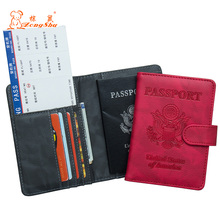Мягкий черный двусторонний держатель для паспорта с пряжкой в виде орла США, встроенный rfid-блок, защита личной информации 2024 - купить недорого