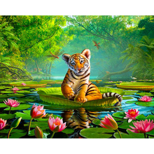 5d Diy Diamond Embroidery Cute tiger and lotus Diamond Painting Cross Stitch Picture By number Mosaic Wedding decoration Y2799 2024 - buy cheap