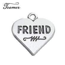 Teamer 10 шт./лот, античный серебряный цвет, металлический кулон в форме сердца для ожерелья, для изготовления надписи для друзей, подарки для друзей 2024 - купить недорого
