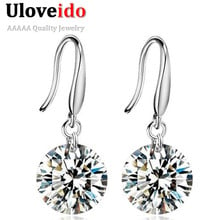 Uloveido Women's Crystal Drop Bridal Earrings for Women Big Fashion Wedding Jewelry Dangle Earring 8mm/9mm/10mm Gift Fianit Y047 2024 - buy cheap