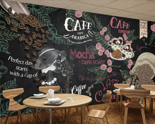 Beibehang Custom wallpaper European and American hand-painted blackboard cafe western restaurant background mural 3d wallpaper 2024 - buy cheap