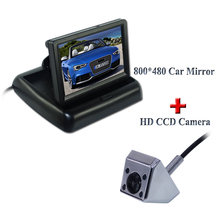 Free Shipping Car Parking Assistance  4.3 Inch TFT LCD Car Reverse Mirror Rearview Monitor + 4 Lights IR Car Rear View Camera 2024 - buy cheap