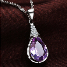 Wishing Stone Necklaces Pendants Cz Stones Purple Crystal Pendant with Chain Crystal Charms Necklace for Women Jewelry Gift New 2024 - buy cheap