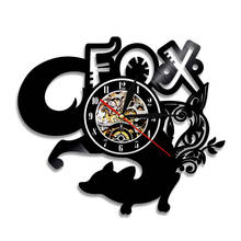  Cute Fox Animal Vinyl Record Wall Clock Handmade 3D Creative Vintage Hanging Clock Home Decor 2024 - buy cheap