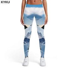 KYKU-mallas geométricas de flores para mujer, pantalones con estampado abstracto de deporte de montaña, Harajuku, Sexy, de licra, bosque 2024 - compra barato