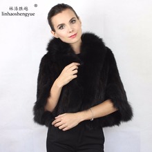 Linhaoshengyue Real Fur Shawl Mink Weave 2024 - buy cheap