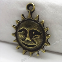 Pingente sol amuletos vintage bronze 50 peças, antigo ajuste pulseiras colar diy jóias de metal 2024 - compre barato