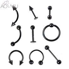 2pc 16G 18 Gauge Black Stainless Steel Eyebrow Navel Belly Lip Tongue Nose Piercing Bar Ring Labret Barbell Tunnel Body Jewelry 2024 - buy cheap