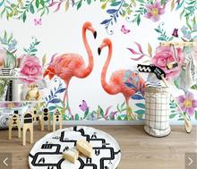 3D Flamingo Flower Wallpaper Murals for Living Room Bedroom Floral Art Wall Decals Contact Paper Roll 3d Wall Murals Custom 2024 - buy cheap