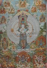 Chinese Antique collection the Thangka embroidery Thousand-hand Bodhisat diagram 2024 - buy cheap