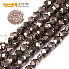 Miçangas de pedra pirite cinza facetada, natural, 6-10mm, para fazer joias, pulseira, colar, 15 polegadas, diy 2024 - compre barato