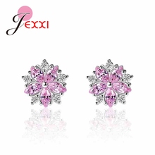 Beautiful Pink Flower Decoration 925 Sterling Silver Earrings For Women Girls Party Engagement Jewelry Holiday Gift 2024 - buy cheap