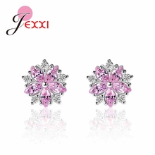 Pendientes de plata esterlina 925 para mujer y niña, joyería para fiestas de compromiso, decoración de flores rosas, regalo de vacaciones 2024 - compra barato