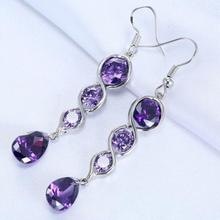 Fashion Jewelry Purple Color Zircon Stone Twist Dangle Earrings for Women Hook Jewelry Gift New Hot 2024 - buy cheap