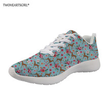 Twoheartsgirl tênis feminino vizsla impressão tênis casuais apartamentos feminino dos desenhos animados enfermeiros bonitos sapatos confortáveis femininos 2024 - compre barato