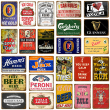 Reglas de barra de cerveza Metal estaño letreros bebida Ron vino Vintage póster Pub casa Bar decoración pared arte publicidad placa pintura etiqueta engomada 2024 - compra barato