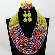 Conjunto de joyas de boda para mujer, Set de joyería para fiesta de disfraces nigeriano, africano, con piedras de color, hx112 2024 - compra barato