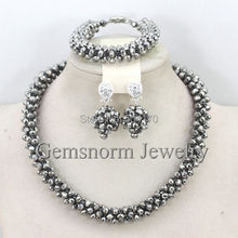 Handmade Fashion Necklace Bracelet Earrings Set Jewelry Beads Crystal Lady Jewelry Set Free Shipping GS946 2024 - buy cheap