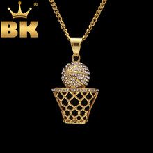 2 Styles Iced Out Bling Full Rhinestone Men Basketball Frame Pendants Necklaces Gold Chain Stainless Steel Sports Jewelry 2024 - buy cheap