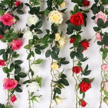 Искусственные цветы JAROWN, искусственные шелковые розы, лоза с зелеными листьями для свадьбы, украшения для дома, украшения для вечеринки, подвесные гирлянды, Декор 2024 - купить недорого