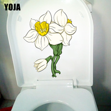 Yoja adesivos para assento de vaso sanitário, 18.3*23.1cm, flores brancas, para decoração de parede 2024 - compre barato