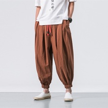 Pantalones Harem modernos para hombre, pantalones de algodón y lino para primavera y otoño, pantalones holgados de estilo chino para los pies, pantalones hip hop de talla grande 5XL 2024 - compra barato
