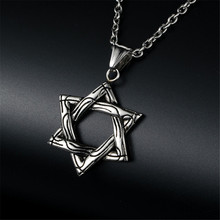 Magen estrela de david pingente israel corrente colar feminino aço inoxidável judaica ouro cor prata jewish men jóias 2024 - compre barato