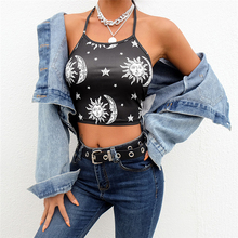 Fashion Women Summer Crop Top Casual Slim fit Tank Top Print Halter Sleeveless Shirt 2024 - buy cheap