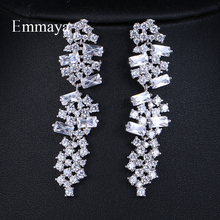 EMMAYA-pendientes de hoja de Zircón con diamantes de imitación para mujer, joyería de boda, geométricos, elegantes, románticos 2024 - compra barato