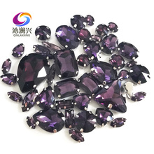 Factory sales 68pcs/bag Deep purple mix size top glass crystal rhinestones,mix shape sew on stones for diy/Clothing accessorie 2024 - buy cheap